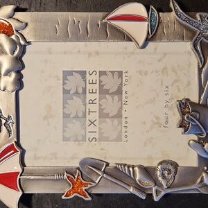 NWT 4X6 METAL Six Trees Beach/Nautical Themed photo frame